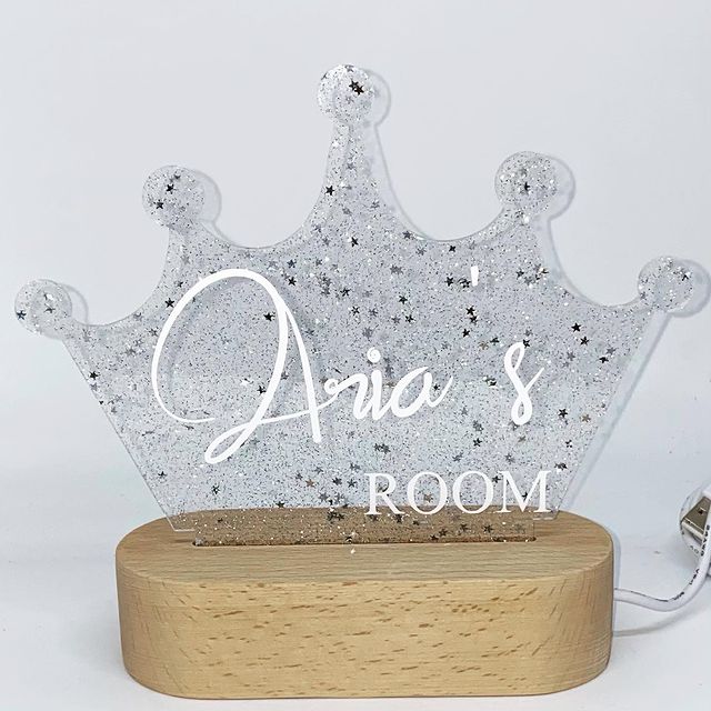 Crown Night Light  (COLOUR CHANGING WITH GLITTER)