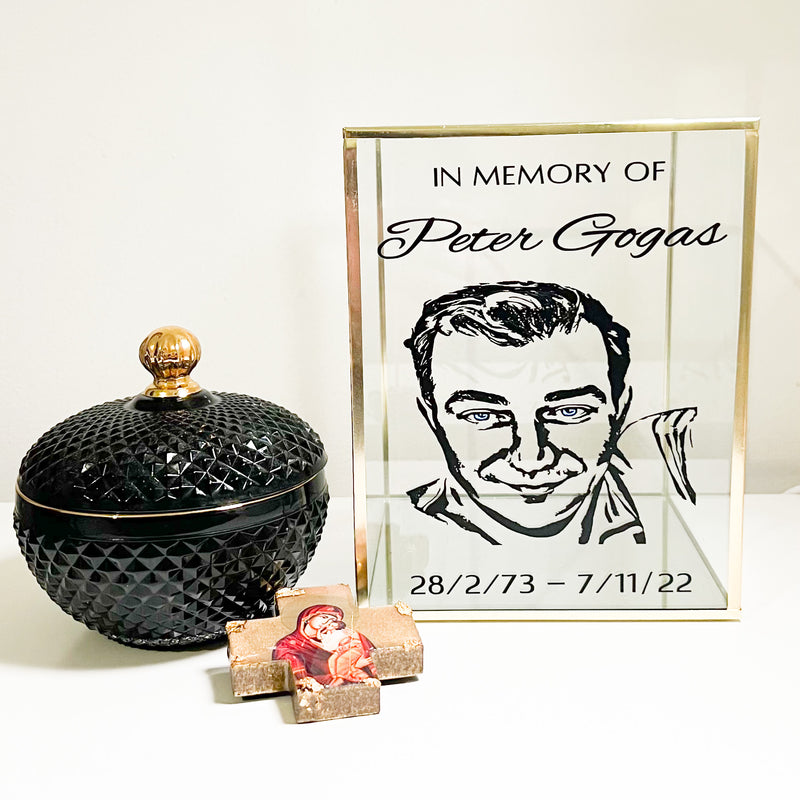 Memorial Candle Holder (WITH SKETCHED VINYL PHOTO)