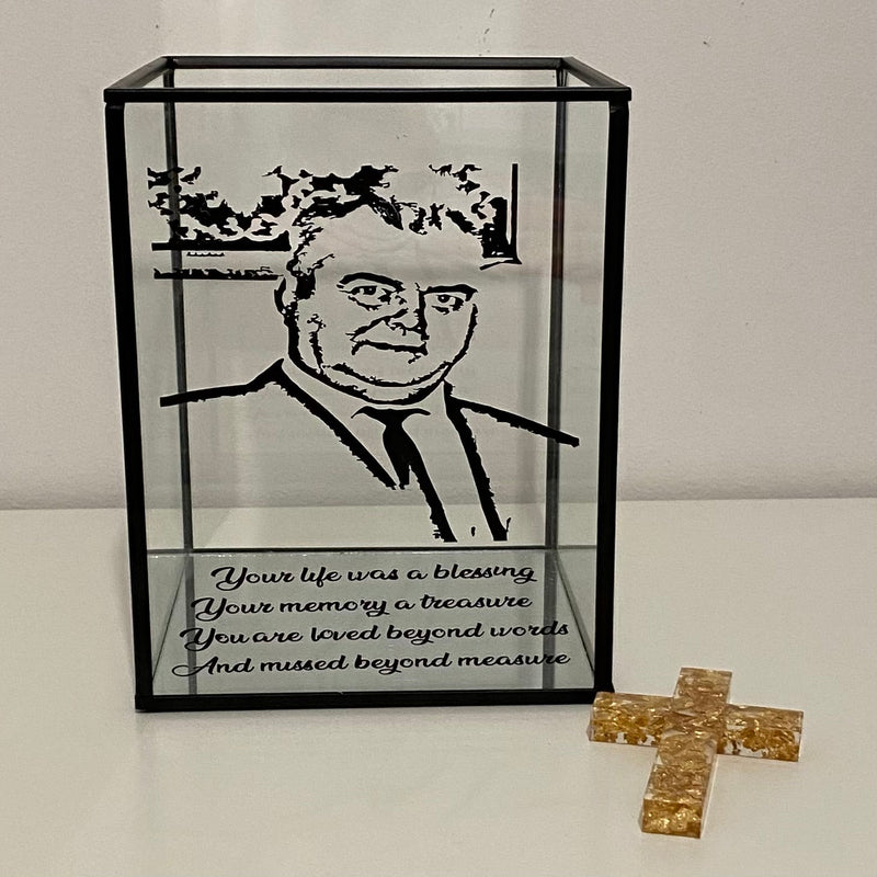 Memorial Candle Holder (WITH SKETCHED VINYL PHOTO)