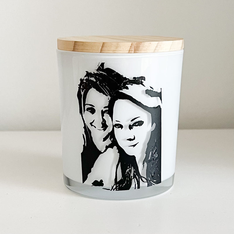 Personalised Custom Soy Candle - With Sketched Vinyl Photo