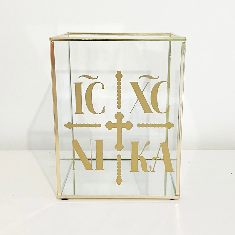 Religious IC XC NI KA -  Vigil/Candle Holder - GOLD