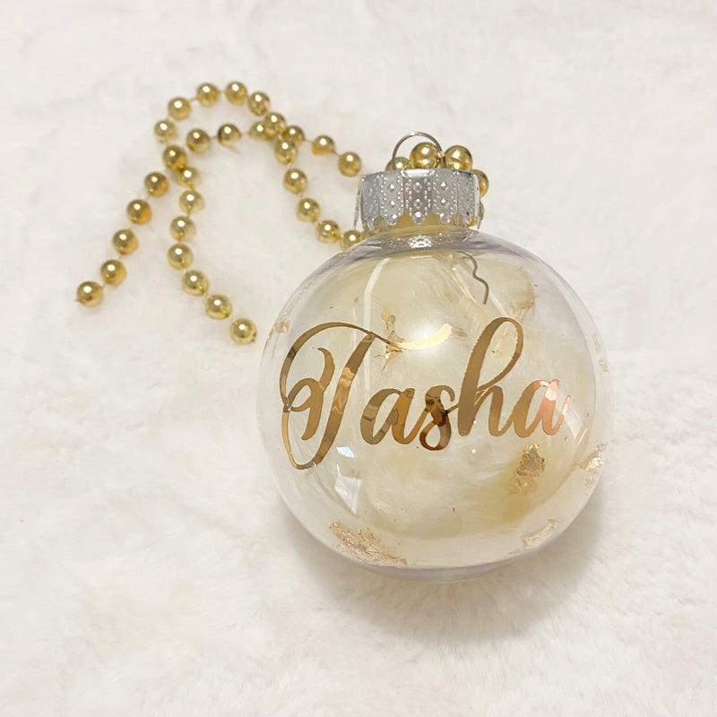 Christmas Bauble With feathers and Gold Leaf